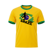 TEAM BRAZIL Retro Ringer T-Shirt Yellow-Green Edition
