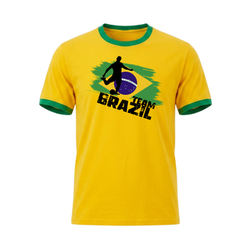 TEAM BRAZIL Retro Ringer T-Shirt Yellow-Green Edition