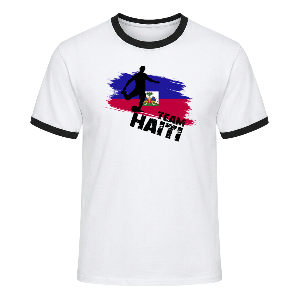 TEAM HAITI Retro Ringer T-Shirt White-Black Edition
