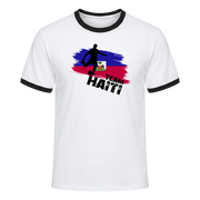 TEAM HAITI Retro Ringer T-Shirt White-Black Edition