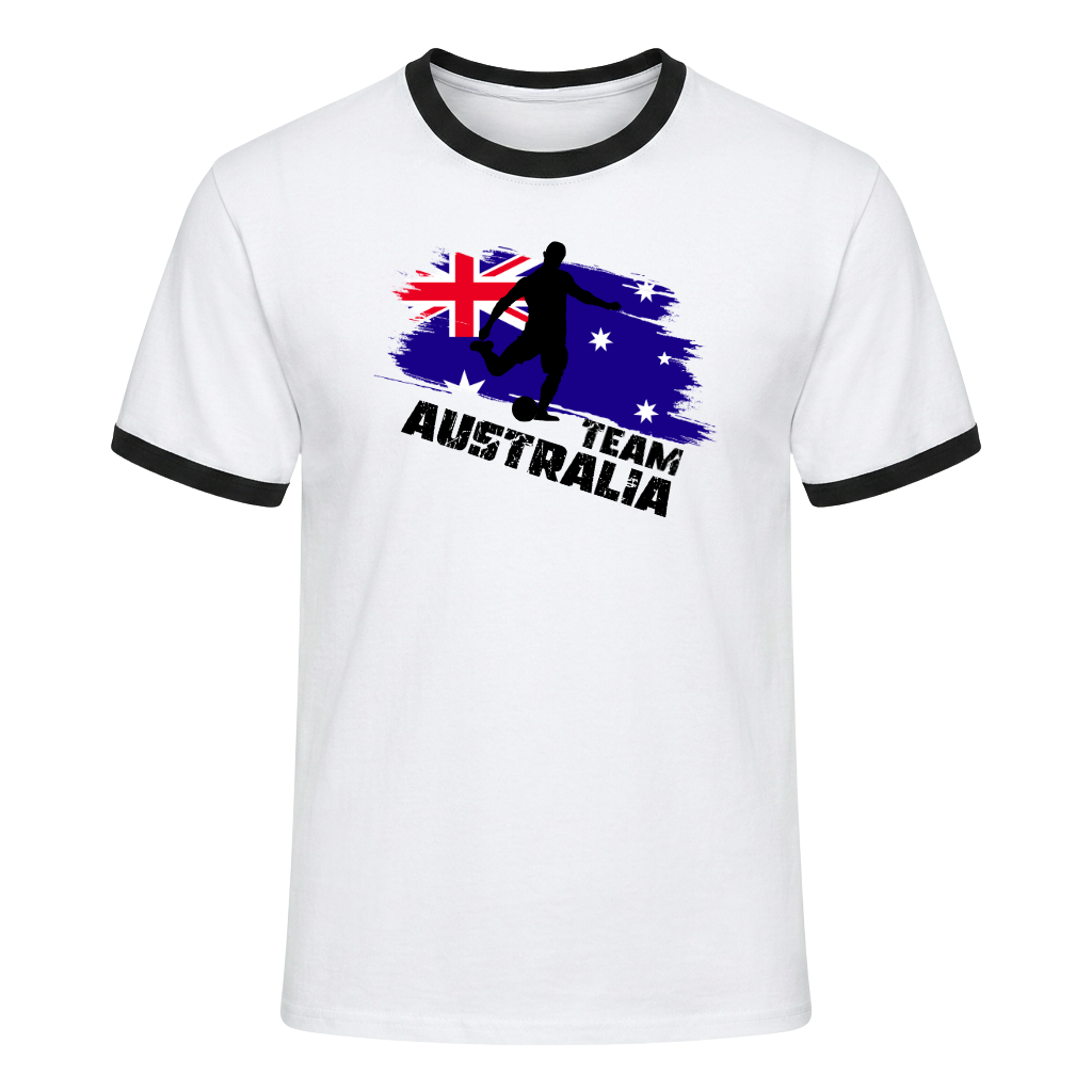 TEAM AUSTRALIA Retro Ringer T-Shirt White-Black Edition
