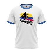 TEAM EQUADOR Retro Ringer T-Shirt White-Blue Edition