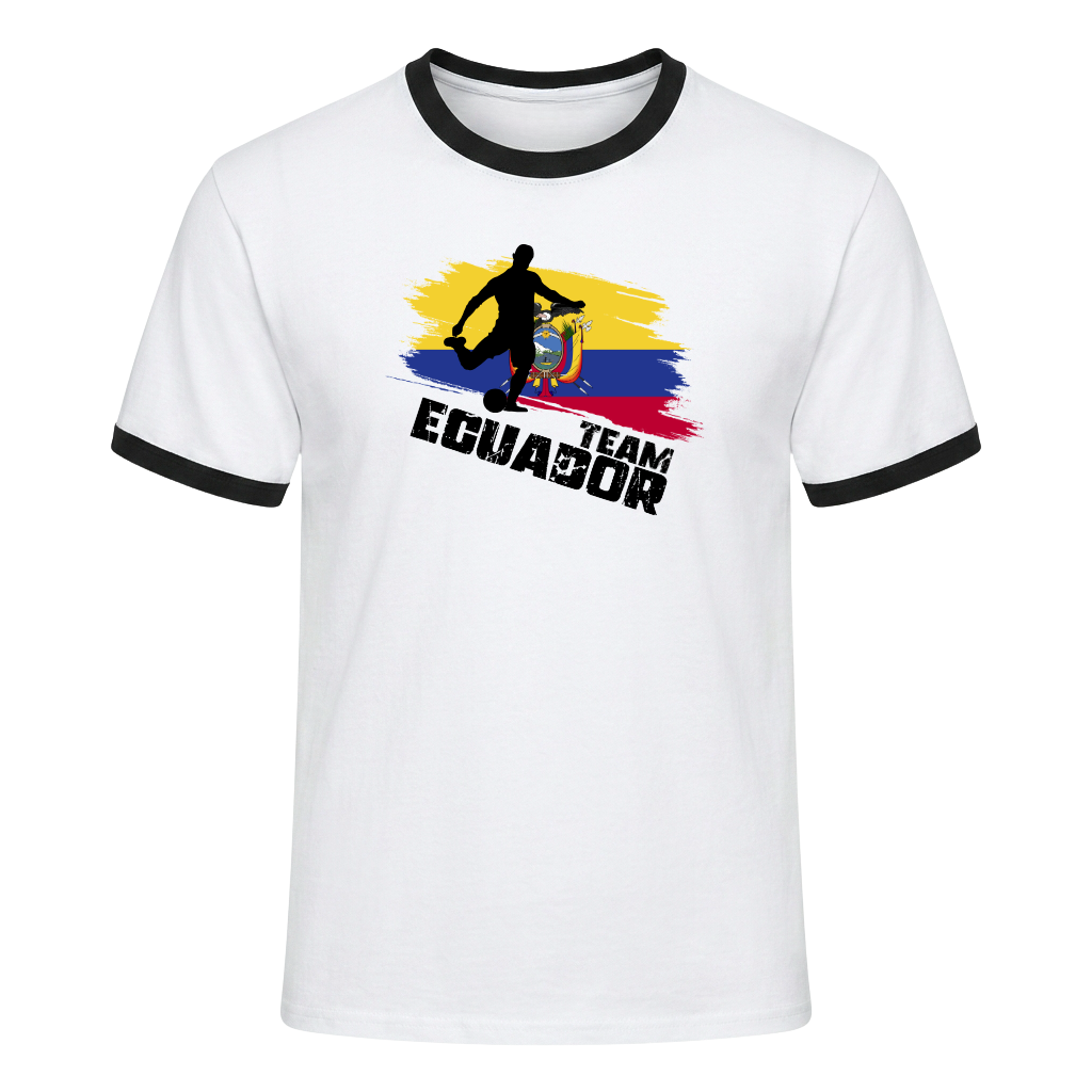 TEAM EQUADOR Retro Ringer T-Shirt White-Black Edition