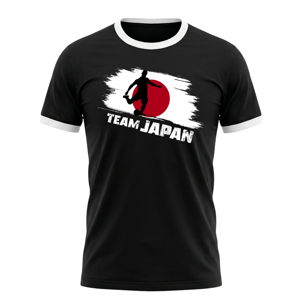 TEAM JAPAN Retro Ringer T-Shirt Black-White Edition