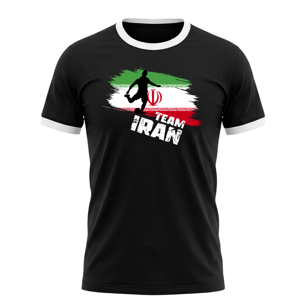 TEAM IRAN Retro Ringer T-Shirt Black-White Edition