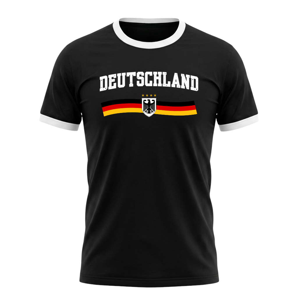 DEUTSCHLAND Retro Ringer Nation T-Shirt Black-White Edition