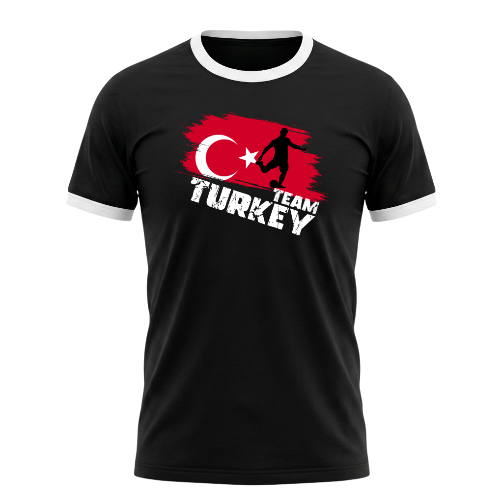 TEAM TÜRKIYE Retro Ringer T-Shirt Black-White Edition