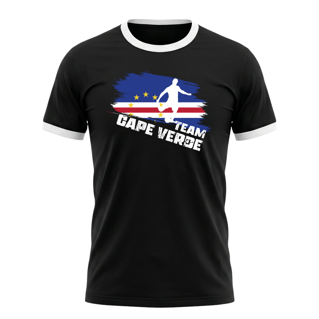 TEAM CAPE VERDE Retro Ringer T-Shirt Black-White Edition