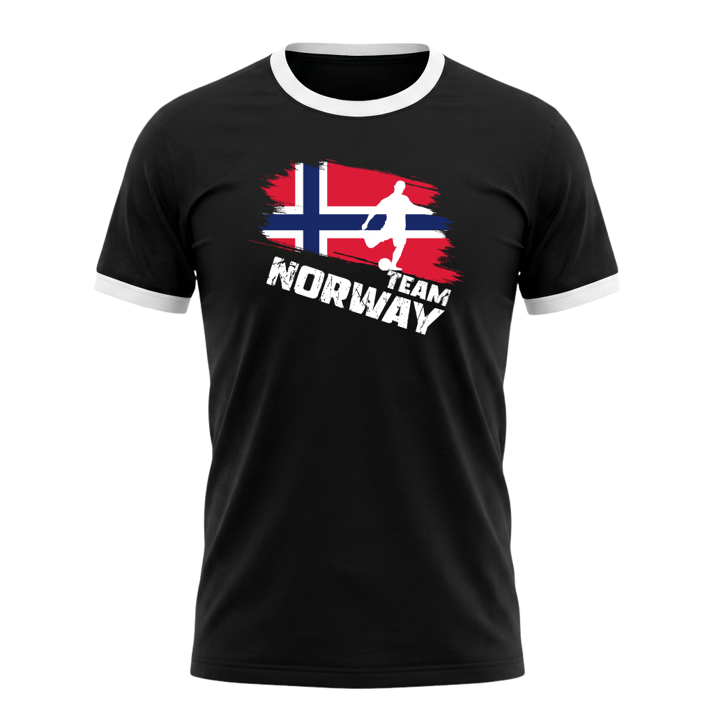 TEAM NORWAY Retro Ringer T-Shirt Black-White Edition