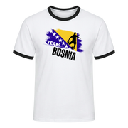 TEAM BOSNIA Retro Ringer T-Shirt White-Black Edition