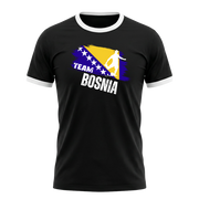 TEAM BOSNIA Retro Ringer T-Shirt Black-White Edition