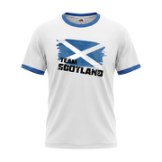 TEAM SCOTLAND Retro Ringer T-Shirt White-Blue Edition