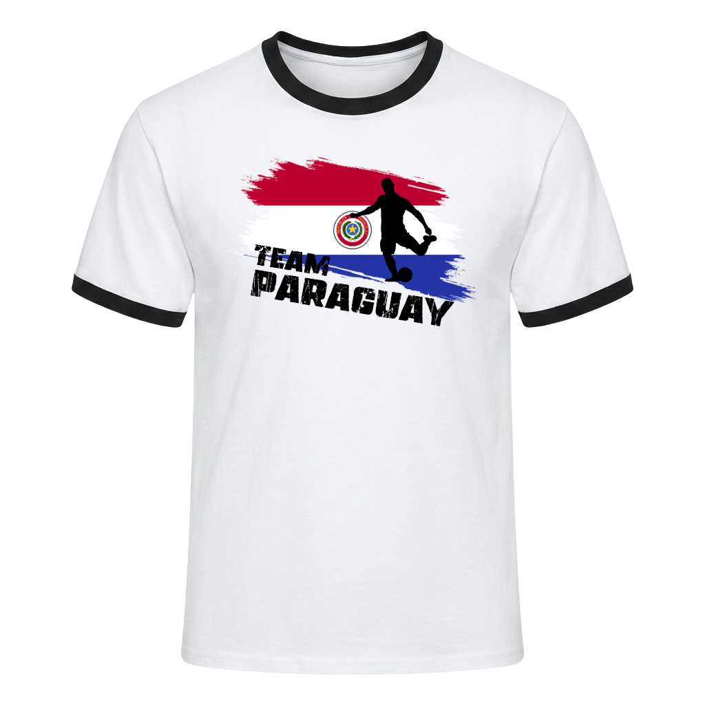 TEAM PARAGUAY Retro Ringer T-Shirt White-Black Edition