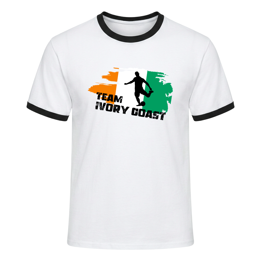 TEAM IVORY COAST Retro Ringer T-Shirt White-Black Edition