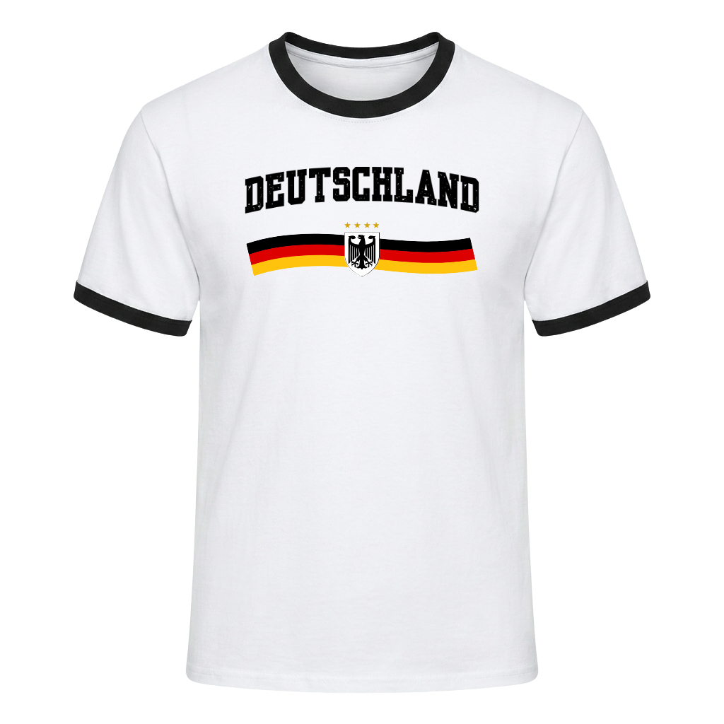 DEUTSCHLAND Retro Ringer Nation T-Shirt White-Black Edition