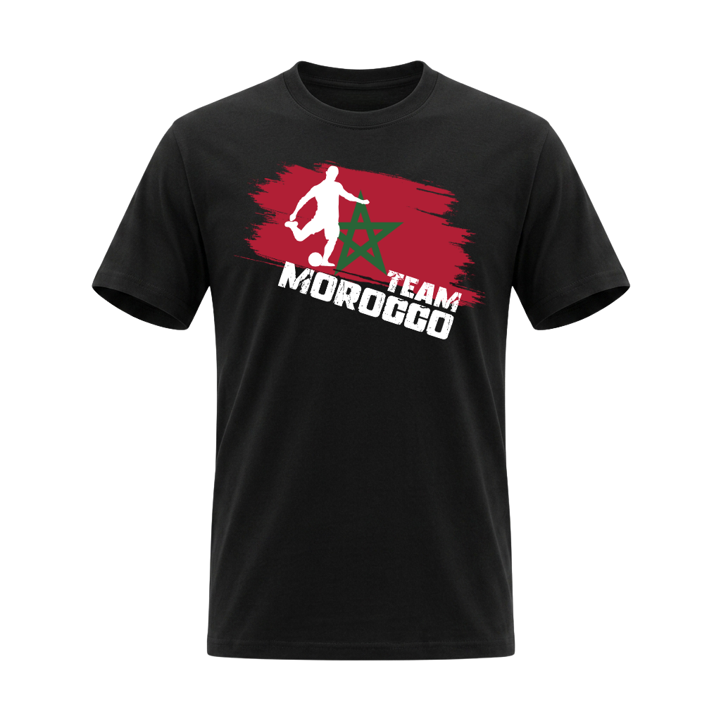 TEAM MOROCCO – Premium Fußball Fan T-Shirt – Black Edition