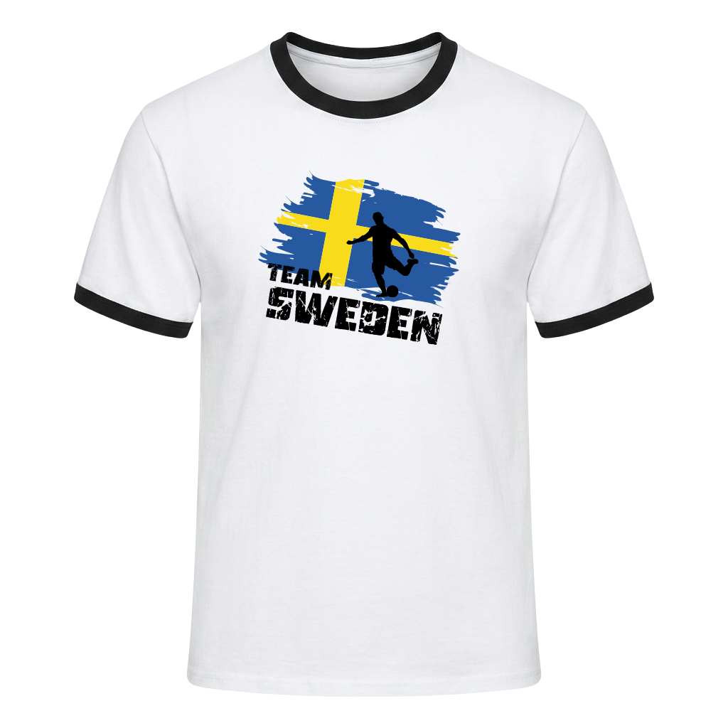TEAM SWEDEN Retro Ringer T-Shirt White-Black Edition