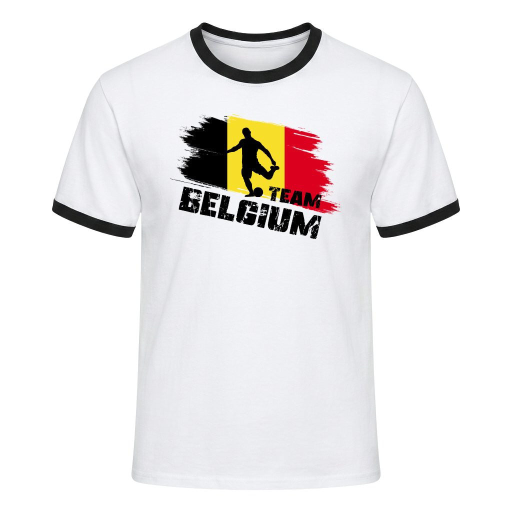 TEAM BELGIUM Retro Ringer T-Shirt White-Black Edition