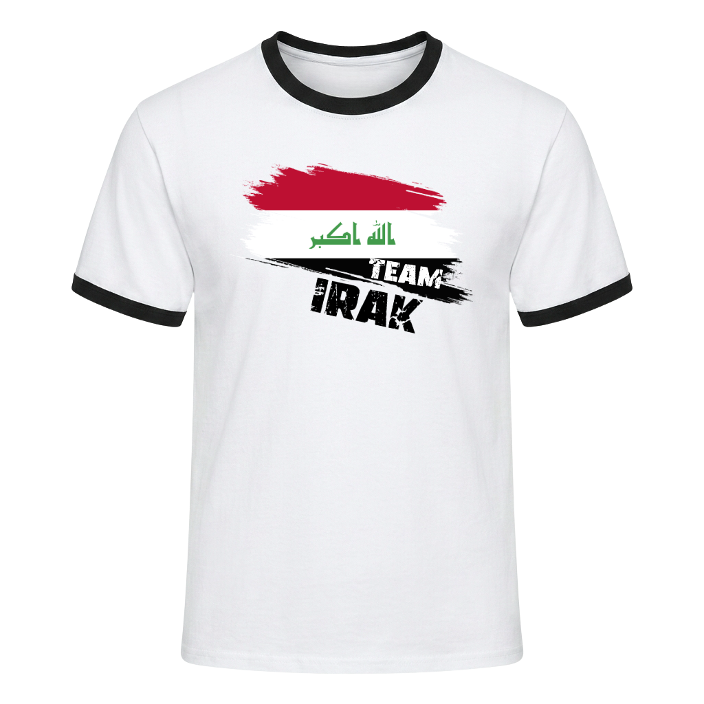 TEAM IRAK Retro Ringer T-Shirt White-Black Edition
