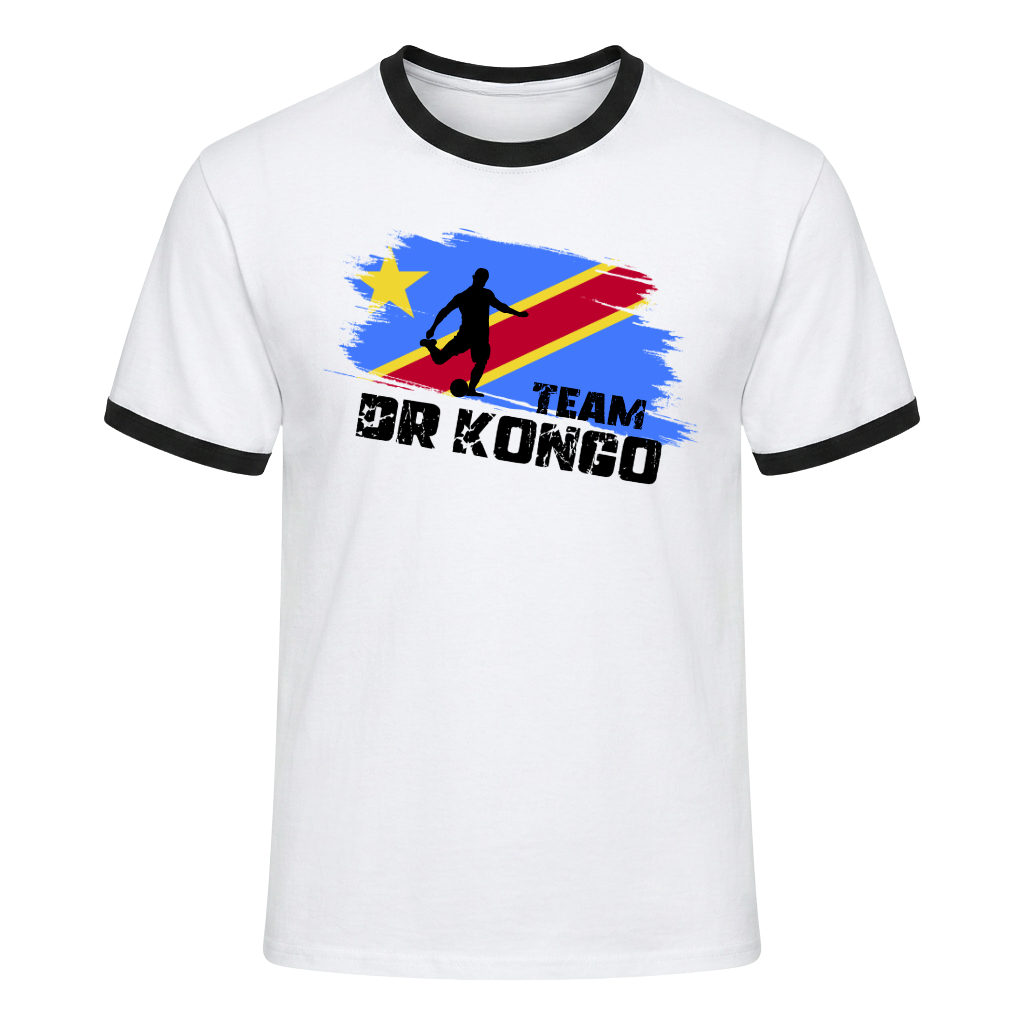 TEAM DR KONGO Retro Ringer T-Shirt White-Black Edition