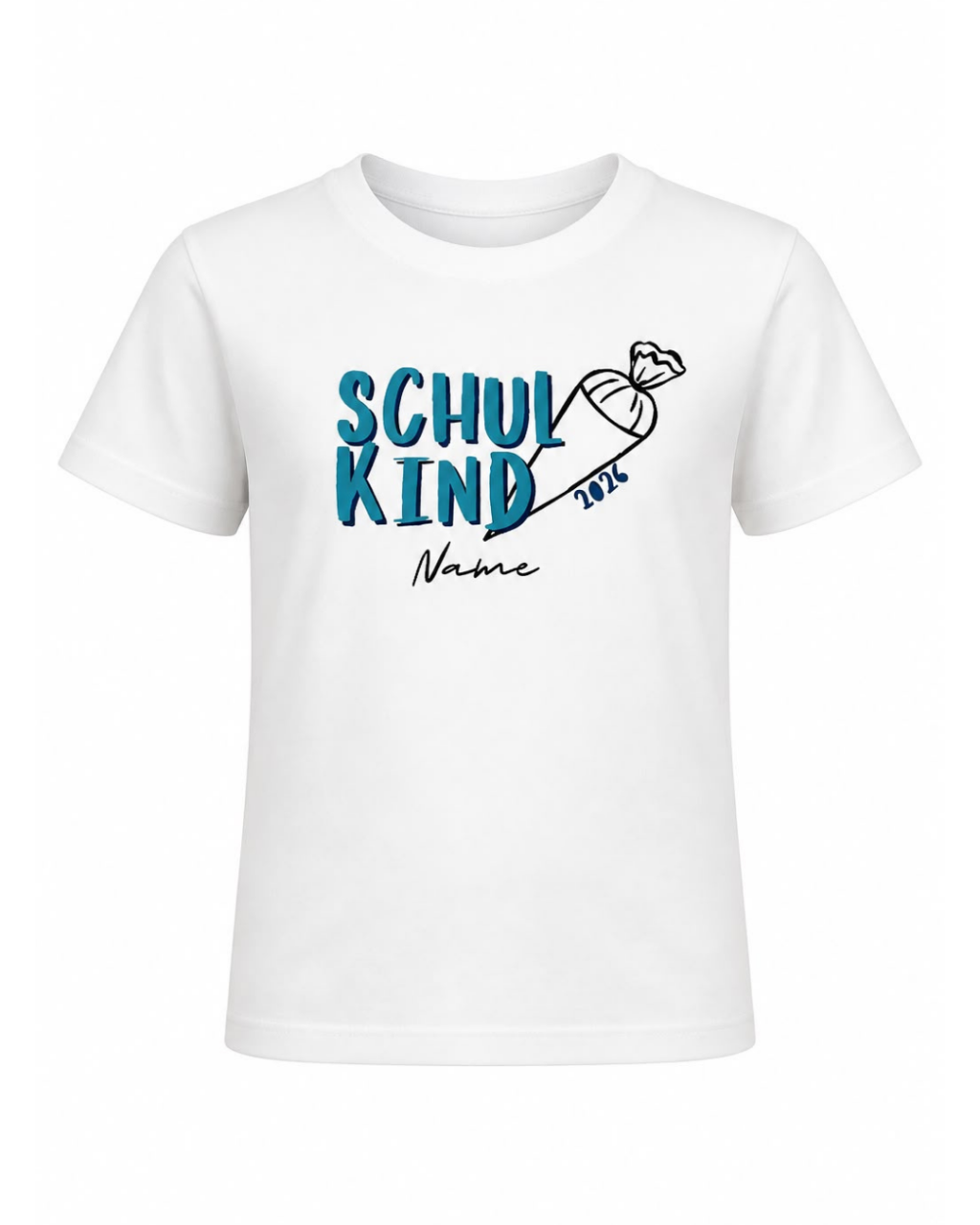Personalisiertes Kinder T-Shirt "SCHULKIND 2026" mit Wunschname  – Perfekt zur Einschulung | Jungen & Mädchen Motiv Blau