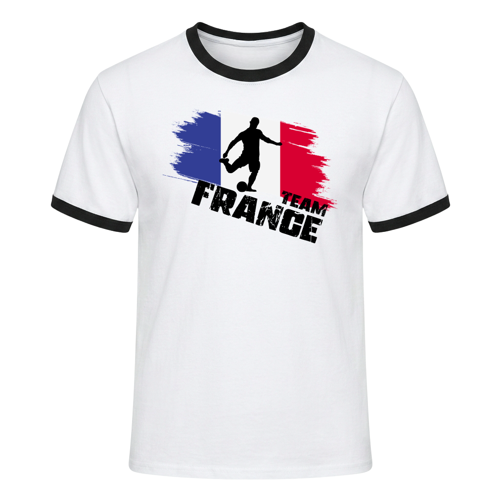 TEAM FRANCE Retro Ringer T-Shirt White-Black Edition
