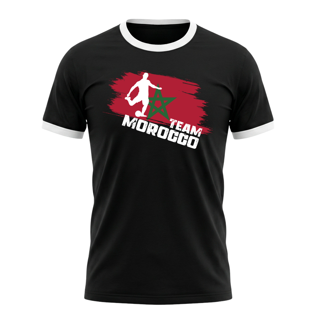 TEAM MOROCCO Retro Ringer T-Shirt Black-White Edition