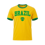 BRAZIL Retro Ringer Nation T-Shirt Yellow-Green Edition