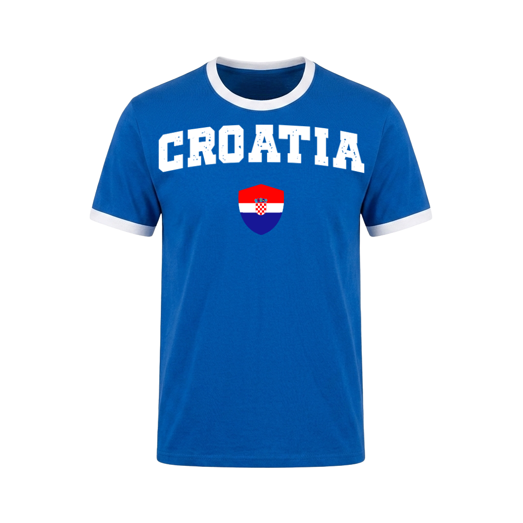 CROATIA Retro Ringer Nation T-Shirt Blue-White Edition