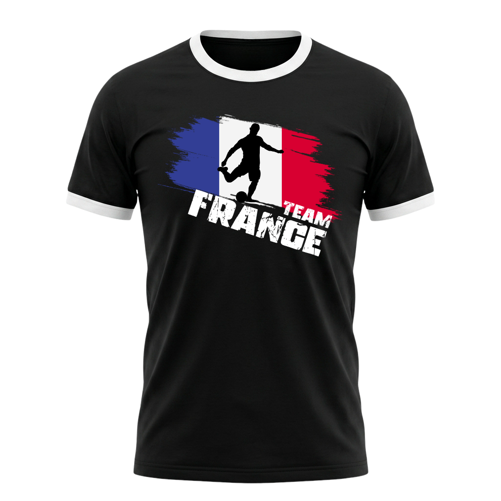 TEAM FRANCE Retro Ringer T-Shirt Black-White Edition