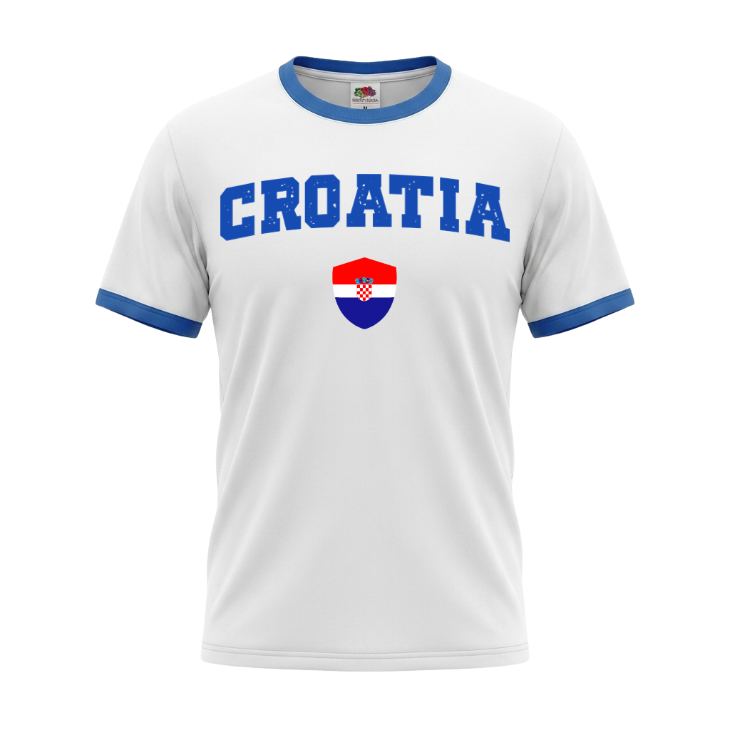 CROATIA Retro Ringer Nation T-Shirt White-Blue Edition