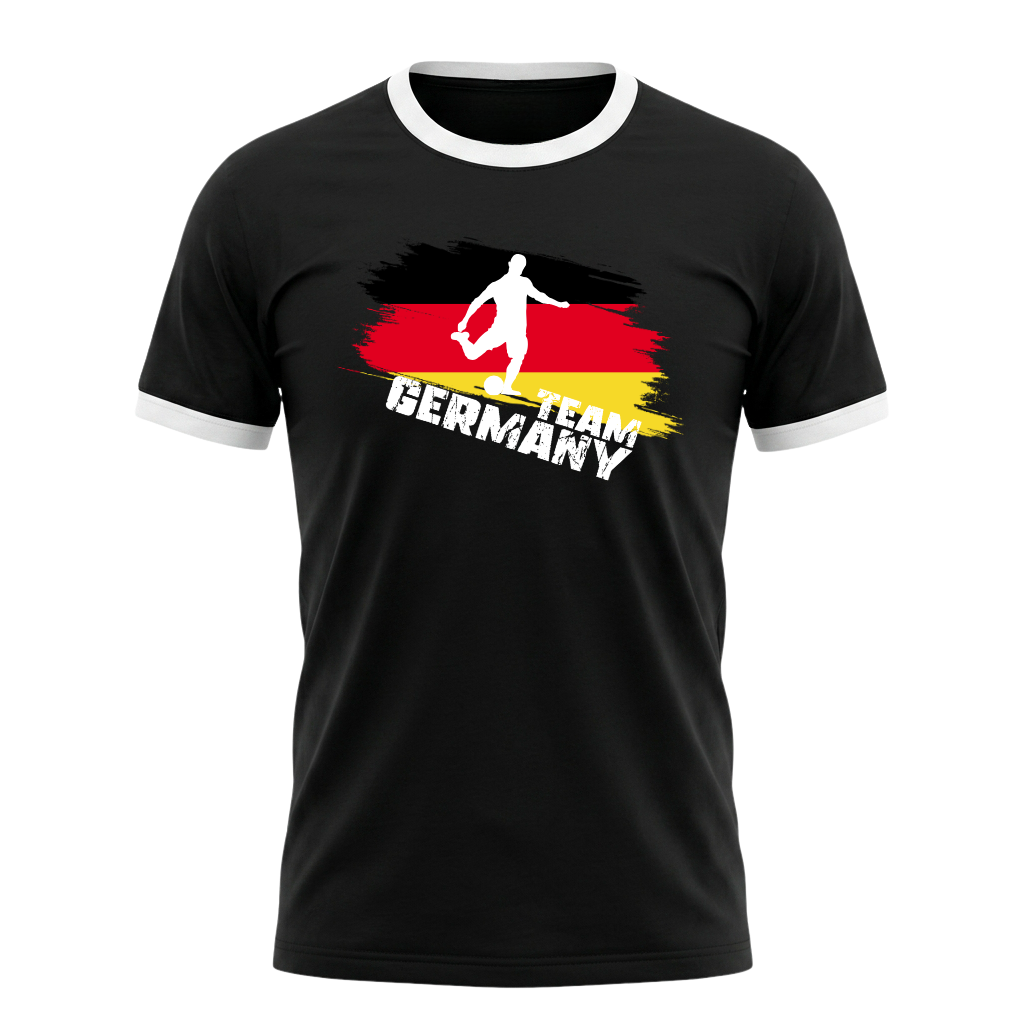 TEAM DEUTSCHLAND Retro Ringer T-Shirt Black-White Edition