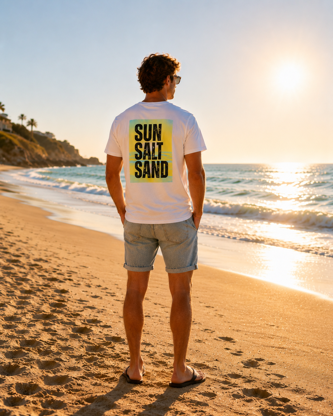 SUN SALT SAND – Premium Sommer T-Shirt | 100% Baumwolle | Damen, Herren & Kinder