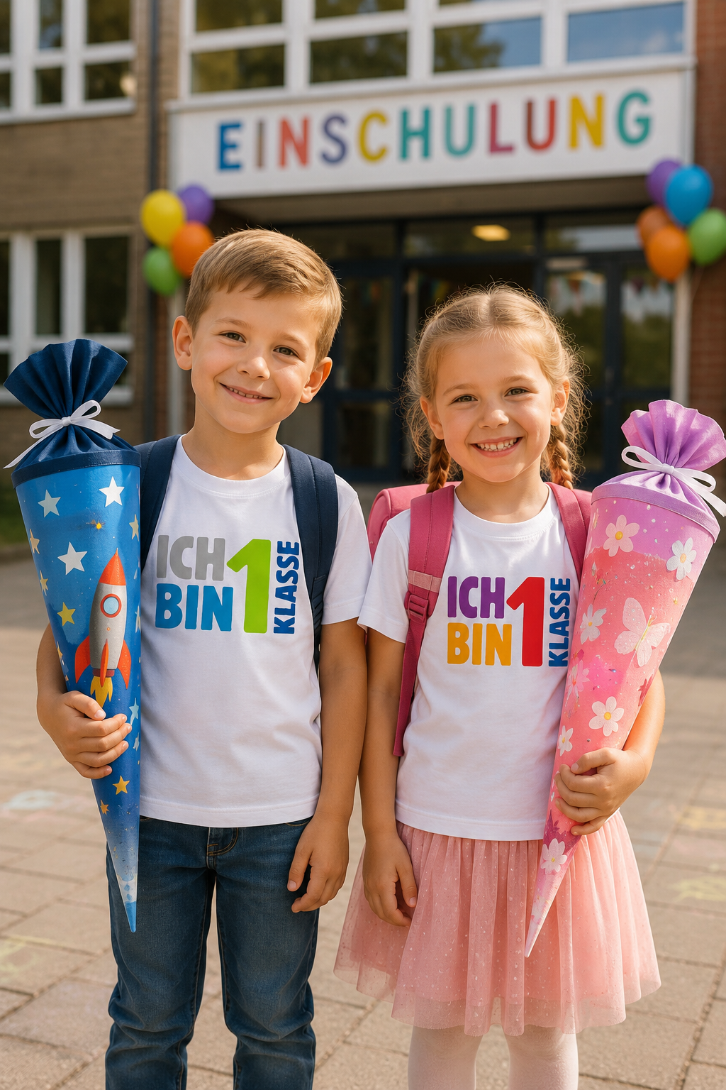 Kinder T-Shirt "ICH BIN 1. KLASSE" – Perfekt zur Einschulung | Jungen & Mädchen