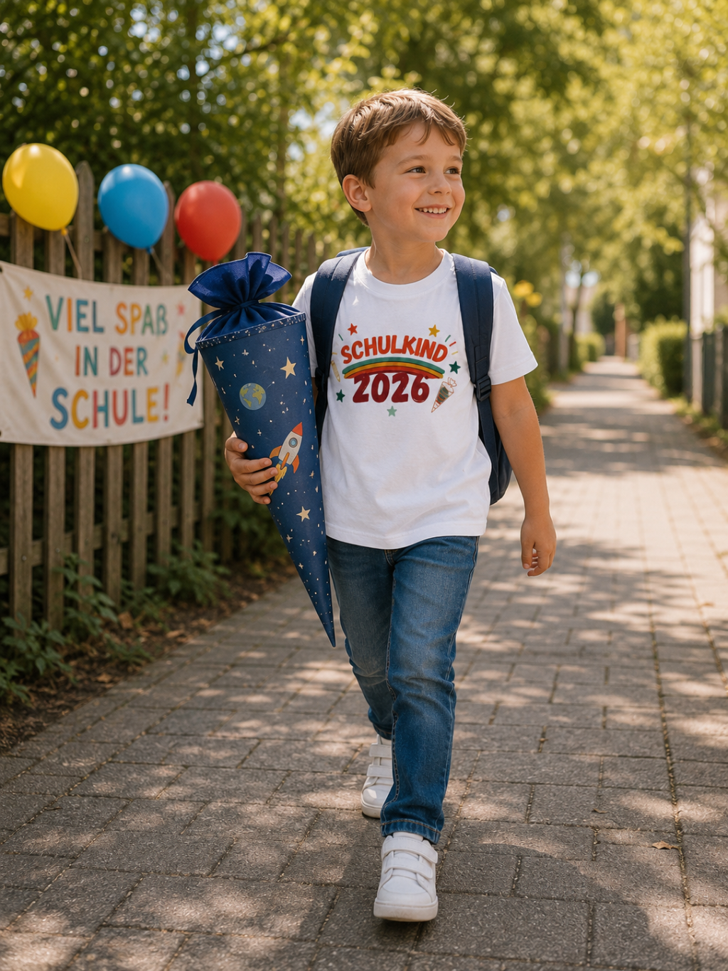 Kinder T-Shirt "SCHULKIND 2026" – Perfekt zur Einschulung | Jungen & Mädchen Motiv Bunt