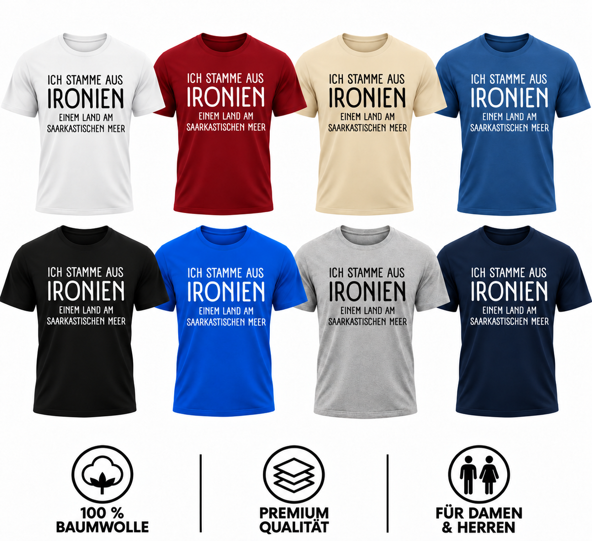 Ich stamme aus Ironien – Lustiges Sprüche T-Shirt mit Sarkasmus & Humor für Damen und Herren