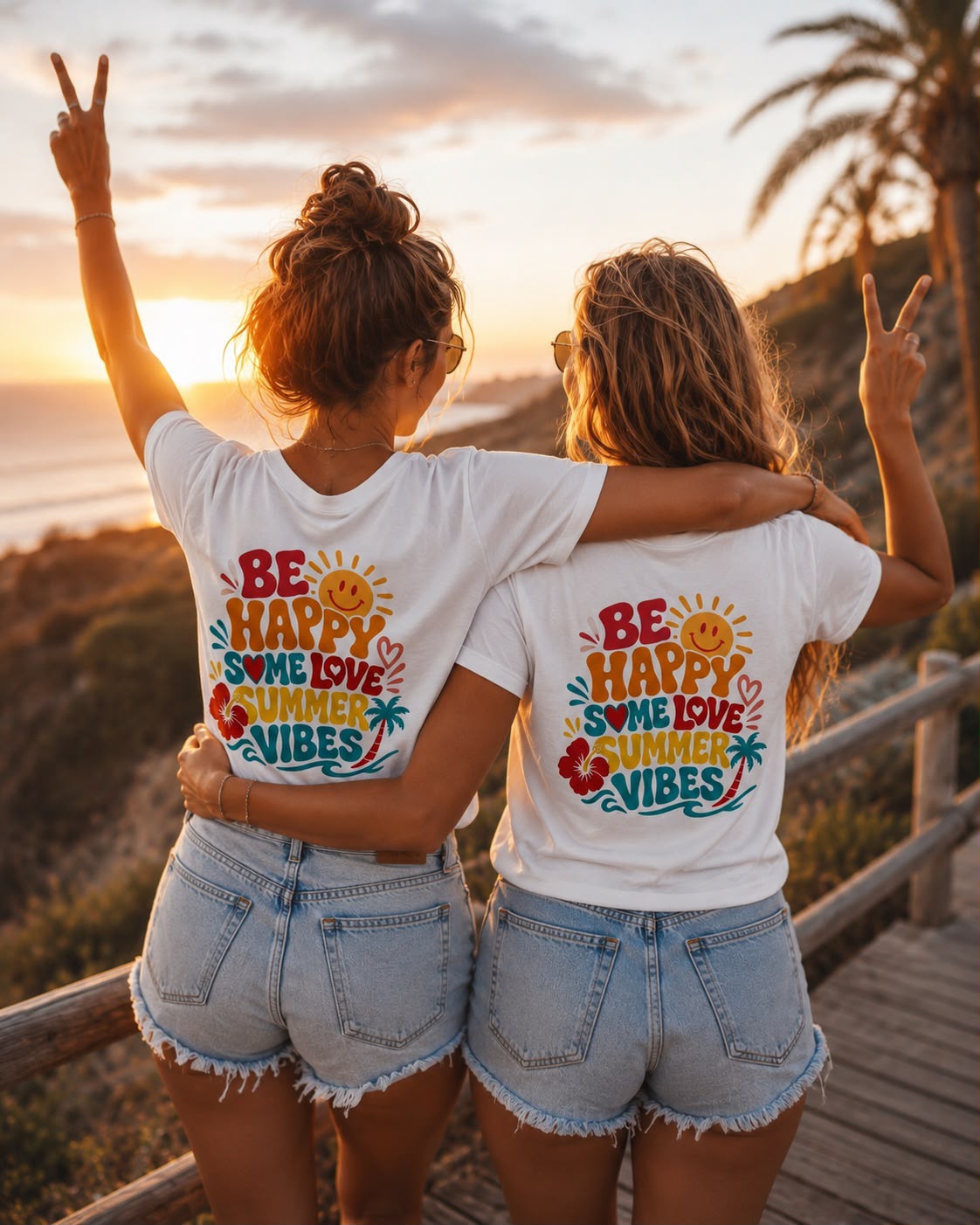 BE HAPPY – Premium Sommer T-Shirt | 100% Baumwolle | Damen & Kinder